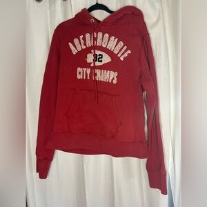 Abercrombie & Fitch Red Pullover Hoodie with Drawstring y2K vintage